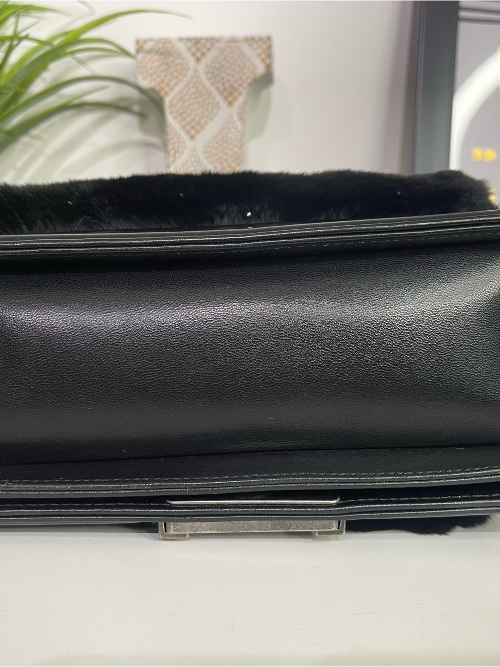 CHANEL Small Black Leboy Fur Crossbody Bag with Silver-Tone CC - Picture 5 of 8
